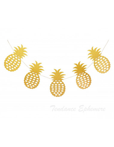 1 Guirlande Ananas Or Pailleté 3m