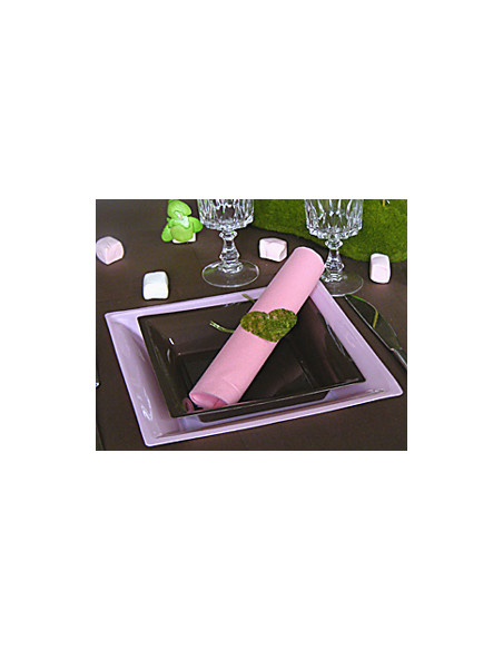1 Assiette Plastique Carrée Rose Pastel 21,5cm