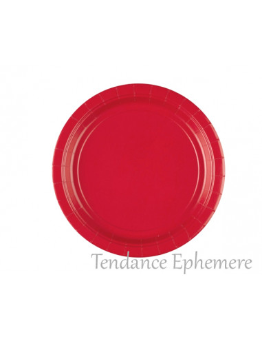 1 Assiette Carton Ronde Rouge 22,8cm