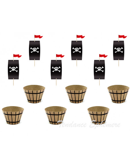 3 Kit Déco Cupcake Pirate