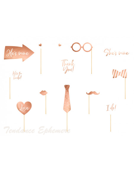 3 Kit Photobooth Mariage Rose Gold 12