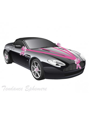 1 Kit Déco Voiture Mariage Fuchsia