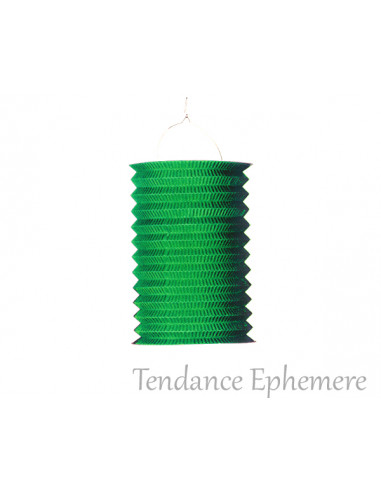 1 Lampion Cylindre Vert Ignifugé