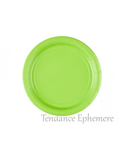 1 Assiette Carton Ronde Vert Anis 22,8cm