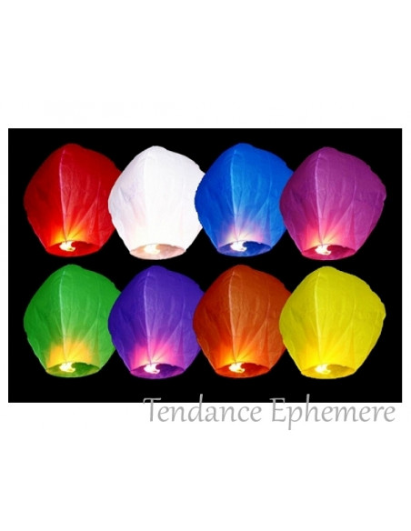 1 10 Lanternes Volantes couleurs 86cm