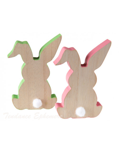 2 Petits Lapins Bois 12cm