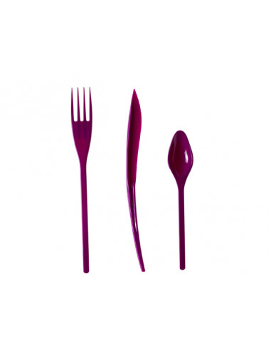 1 Couverts Plastique Aubergine - Lot de 30