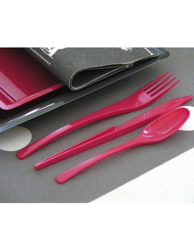 1 Couverts Plastique Framboise - Lot de 30