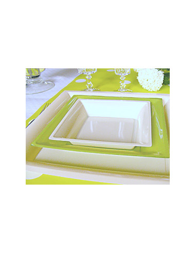 1 Assiette Plastique Carrée Vert Anis 21,5cm