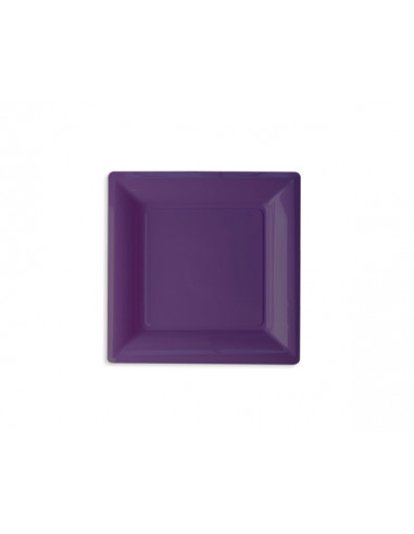 1 Assiette Plastique Carrée Violet 16,5cm