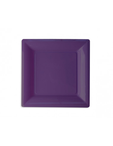 1 Assiette Plastique Carrée Violet 21,5cm