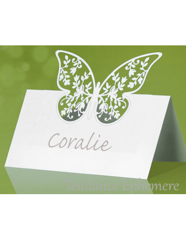 1 Marque Place Papillon Dentelle Blanc 9cm