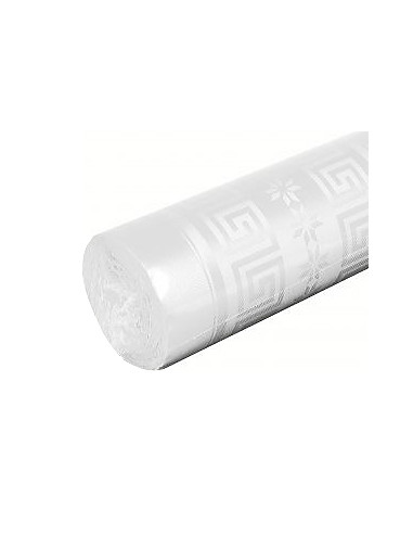 Colis de 4 rouleaux Nappe Blanche papier recycléee aspect damassé 45 g-m2-  Longueur 100 m largeur 118 m