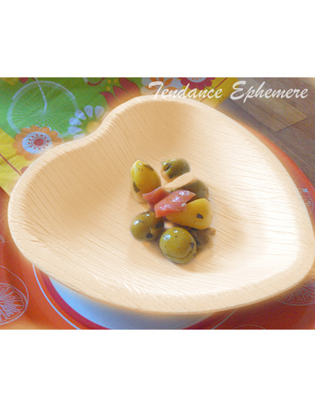 3 Assiette Biodégradable Palmier Coeur