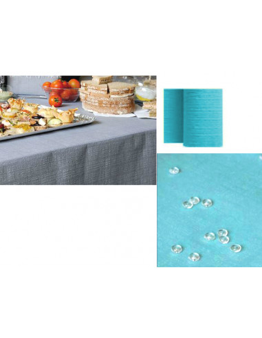 Nappe papier rouleau nappage bleu turquoise 25 m jetable