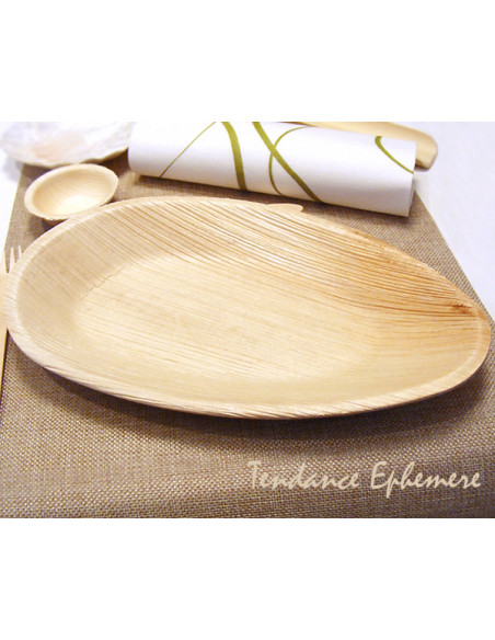 1 Assiette Biodégradable Palmier Ovale Design 26cm