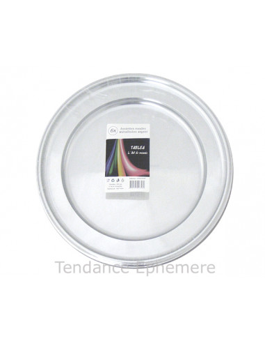 1 Assiette Plastique Ronde Argent Métallisée 23cm