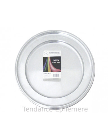 1 Assiette Plastique Ronde Argent Métallisée 23cm