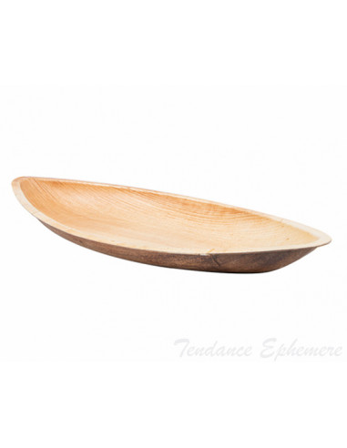 1 Plat Biodégradable Palmier Pirogue 30cm - 25