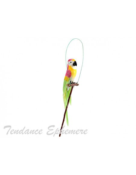 2 Perroquet Sur Perchoir Fuchia 30cm
