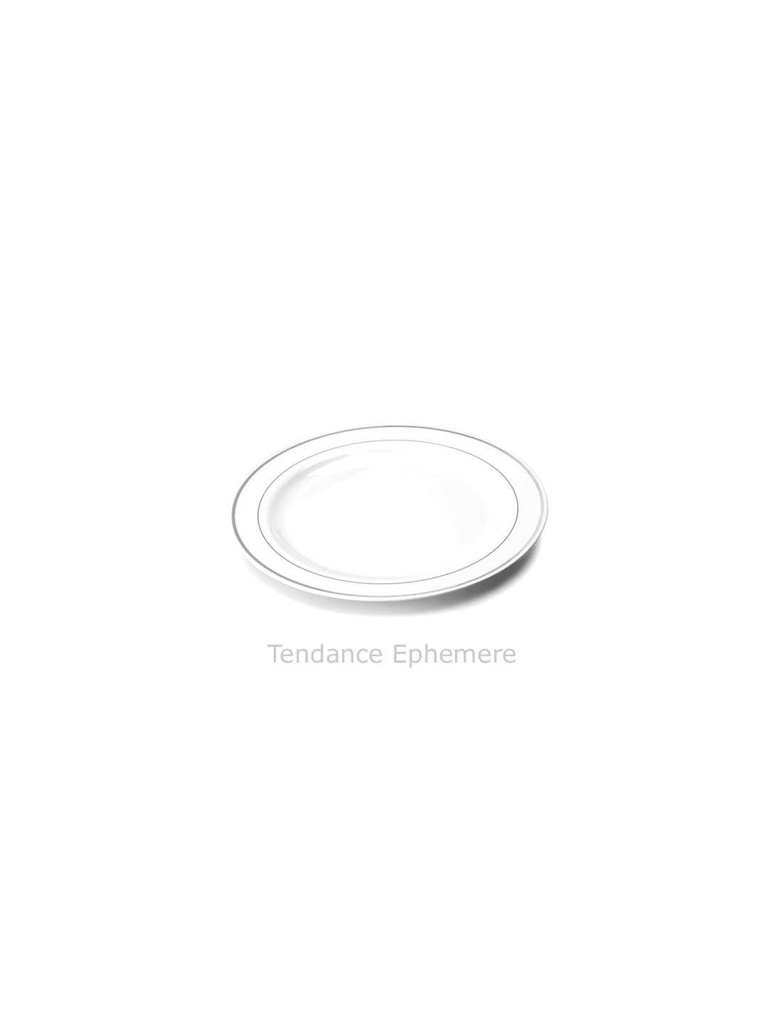Crystal- Assiette jetable blanc avec bord en argent 19cm (10 pieces)