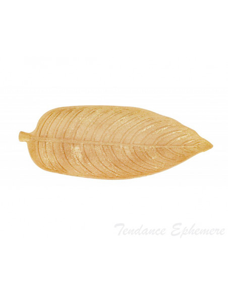 3 Plateau Feuille Tropicale Or Résine 45,5cm