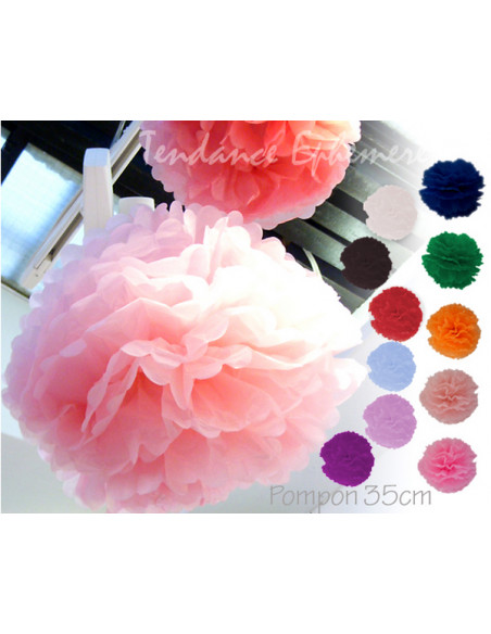 1 Pompon Papier de Soie 35cm - 20 Coloris