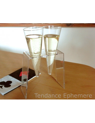 1 Présentoir 2 Flûtes Champagne Plexi Transparent-Unité