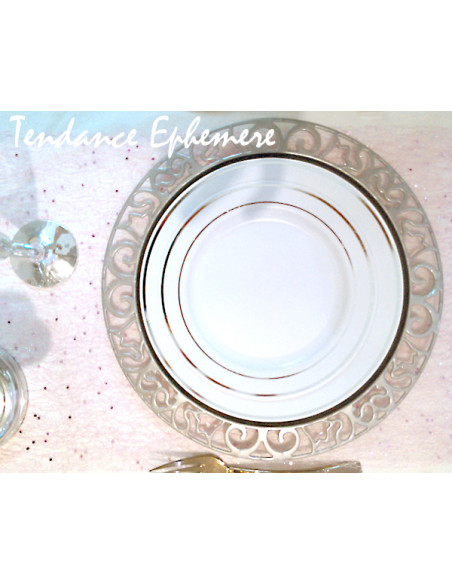 1 Sous Assiette Plastique Ronde Dentelle Argent 30cm
