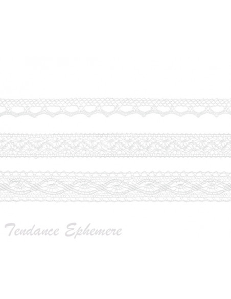 3 Ruban Dentelle Coton Blanc M2/3 - 4,50m