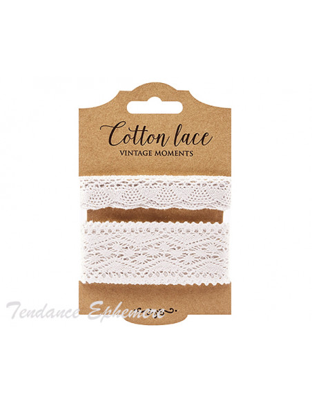 1 Ruban Dentelle Coton Blanc M3/2 - 3m