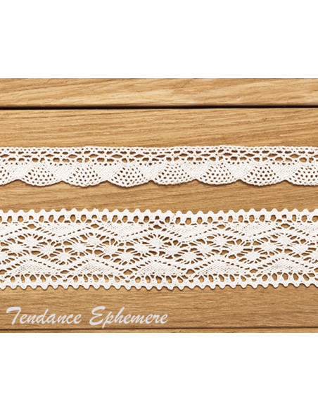 2 Ruban Dentelle Coton Blanc M3/2 - 3m