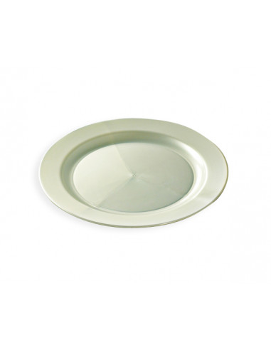 1 Assiette Plastique Ronde Blanc Nacré 24cm