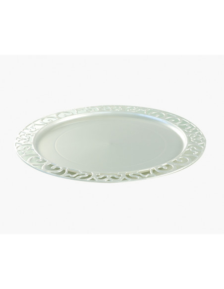 2 Sous Assiette Plastique Ronde Dentelle Blanche 30cm