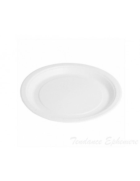 2 Assiette Carton Ronde Bio-Laquées Blanc 18cm