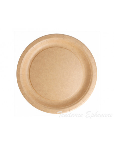 1 Assiette Carton Ronde Bio-Laquées Nature 22cm