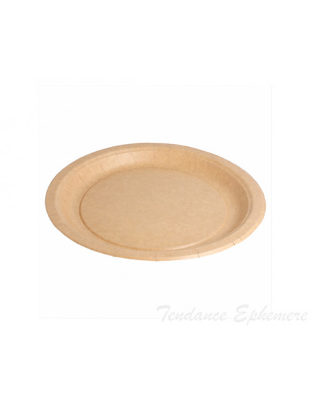 2 Assiette Carton Ronde Bio-Laquées Nature 22cm