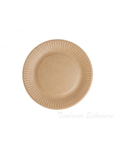 1 Assiette Carton Ronde Bio-Laquées Nature Relief 18cm