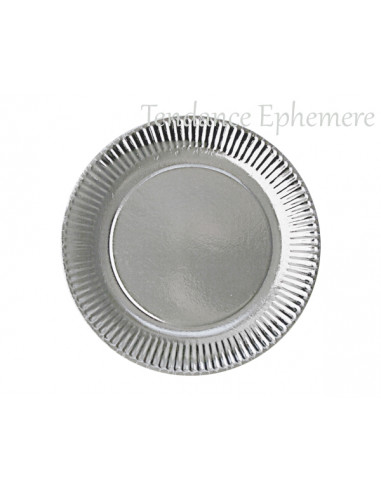 1 Assiette Carton Ronde Argent 23cm - 20