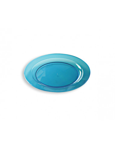 1 Assiette Plastique Ronde Cristal Bleue 19cm