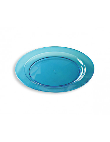 1 Assiette Plastique Ronde Cristal Bleue 24cm