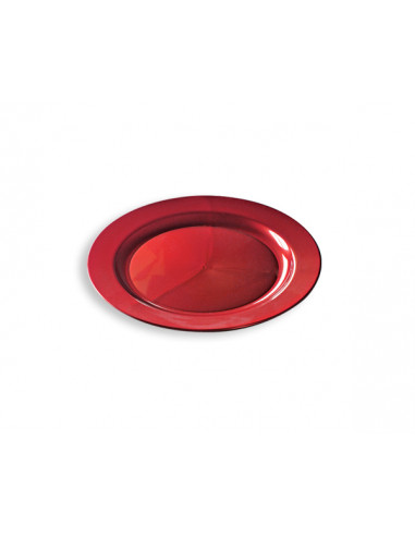 1 Assiette Plastique Ronde Rouge Nacré 19cm