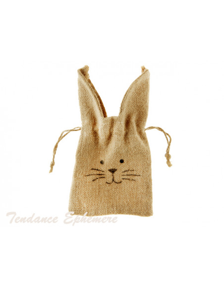 2 Sachet Lapin Toile de Jute 19cm