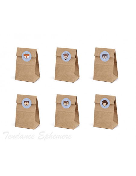 3 Sachet Kraft Animaux de la Foret