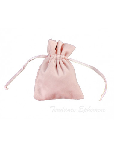 1 Bourse Velours Rose Pastel 10cm