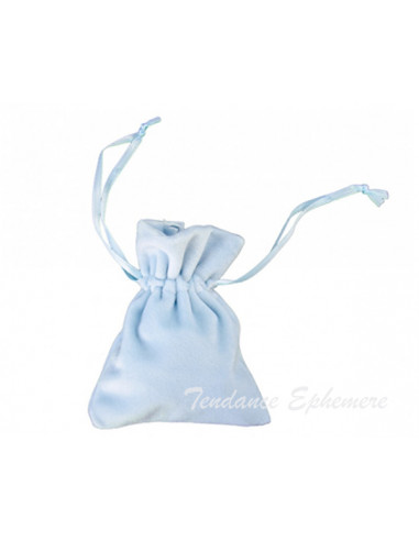 1 Bourse Velours Bleu Pastel 10cm