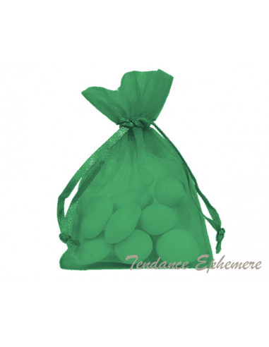 1 Sachet Dragées Organdi Vert Sapin 10cm