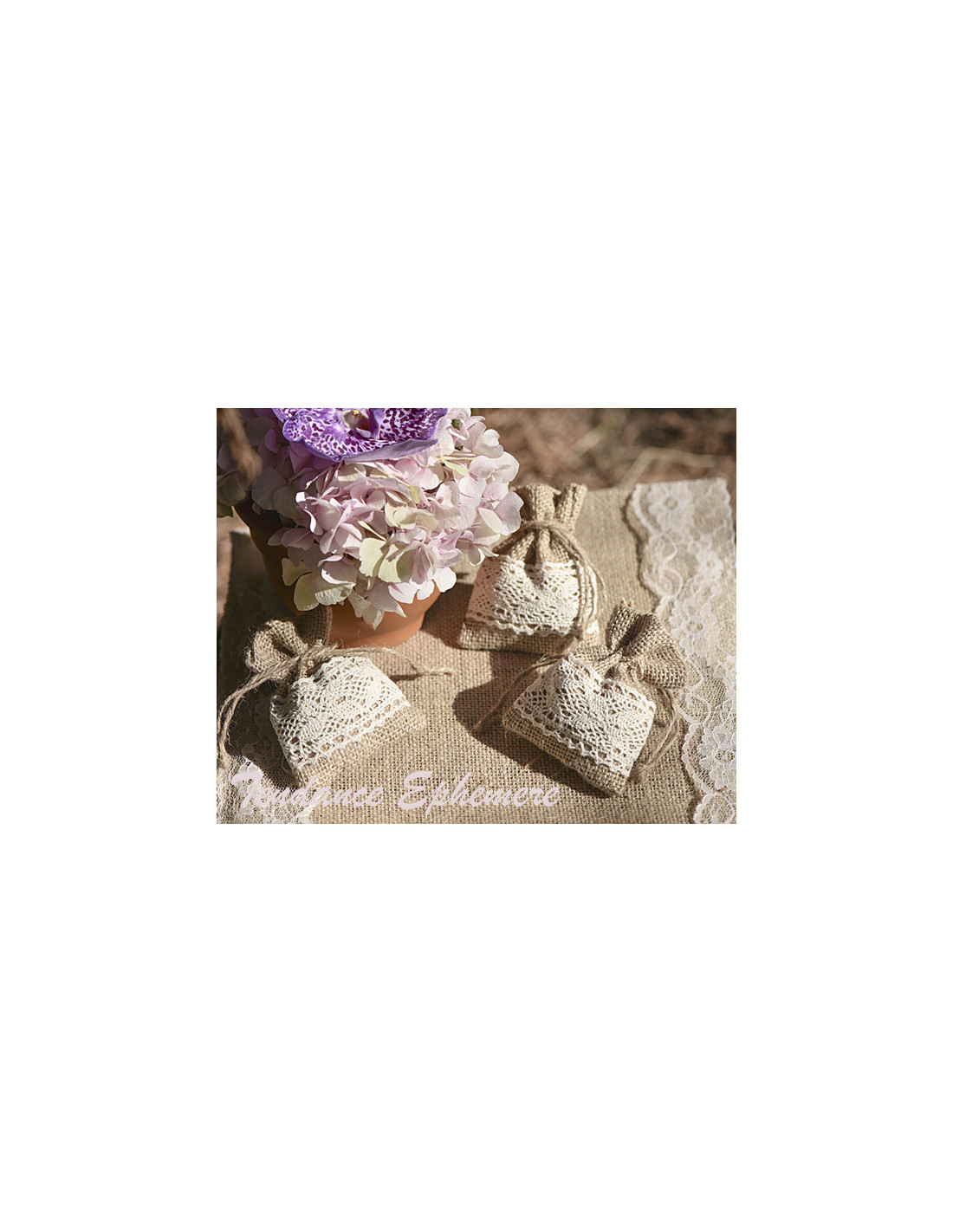 Download Sachet Dragées Jute et Dentelle 10cm Mariage - Paquet de 4 - 3.90€