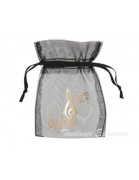 2 Sachet Organdi Musique Noir Or