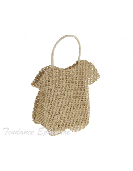 4 Sachet Dragées Salopette Toile de Jute